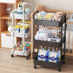 Storage Holders Racks Mobile Rack Trolley Kitchen Bathroom Bedroom Multi Storey Snacks with Wheels Organizer Home Accessories 230724