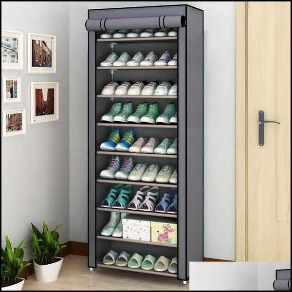 Supports de rangement Racks MtiLayer Souche-chaussures Détalable armoire en tissu non tissé à la poussière Dupturs