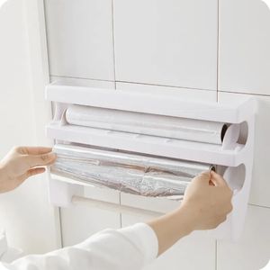 Opslaghouders Rekken Plasticfolie Opbergrek met Snijder Aluminiumfolie Barbecue Papieren Tissuerek Handdoekorganizer Keukengereedschap 230927