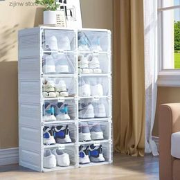 Supports de rangement Étagères Armoire à chaussures avec porte transparente boîte à chaussures non installée Armoire à chaussures empilable à 2-12 mailles et étagère à chaussures 240319