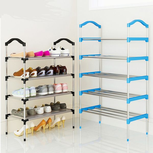 Supports de stockage Racks Simple multicouche étagère à chaussures en acier inoxydable organisateur de chaussures porte chambre chaussures armoire stockage salon pliant cintre maison 230217