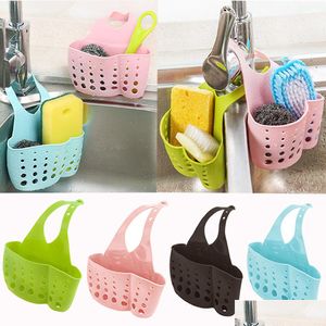 Supports de stockage Racks Évier Drain Rack Étagère Porte-Éponge Suspendre Panier Sac Savon Égouttoir Cuisine Organisateur Gadget Salle De Bain Acce Dhjwr