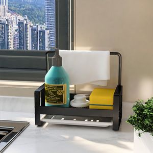 Opslaghouders Rekken Sl grote sponshouder aanrecht Caddy Standreinigingsborstel Soap Organizer met afvoerbladen 1 st. 230331