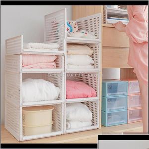 Supports de stockage Racks empilables Der diviseur assembler étagère pliable vêtements Shee Rack couche séparateur garde-robe placard Otmxg