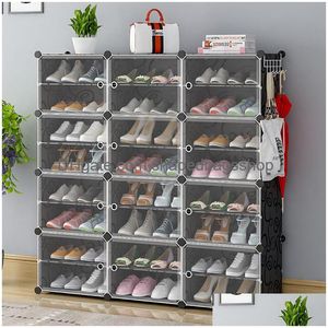 Opslaghouders Rekken Ons schoenenrek Grote capaciteit Bootopslag 12 Cube Organzie Modar Diy Plastic 6 Tier 24-96 paar torencabine Dhzr1