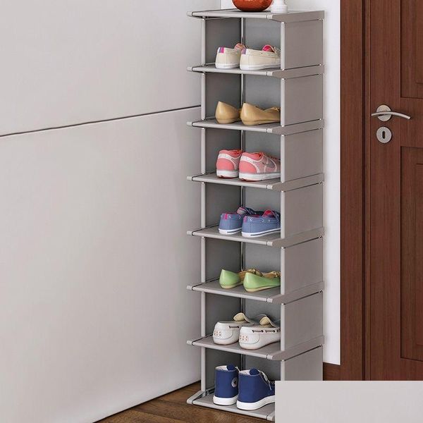 Soportes de almacenamiento Bastidores Estante vertical para zapatos Organizador extraíble Estante Sala de estar Gabinete de esquina Muebles para el hogar Almacenamiento de zapatos para cerrar Dhmm2