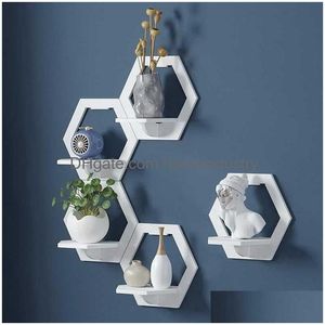 Supports de stockage Racks étagère murale poinçonnage mural TV fond cintre chambre balcon chevet créatif pot de fleur stand 211026 Dhveh