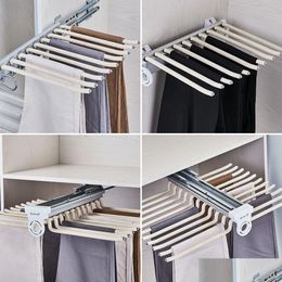 Soportes de almacenamiento Bastidores Armario Ropa Titulares Pantalones Bastidores Telescópicos Pantalones Shees Push-Pl Dam Vestido Organizador Gabinete Ropa St Dh79T