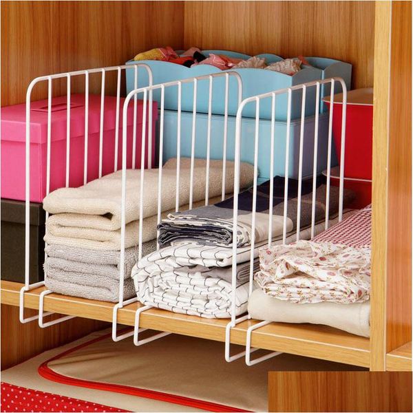 Supports de stockage Racks Armoire Der Shees pour la maison Rack de stockage de fil Urijk 3pcs diviseurs d'étagère de placard gain de place blanc haute qualité Dhsxp