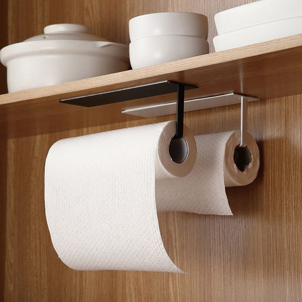 Soportes de almacenamiento Autoadhesivo Soporte para toallas de papel de cocina Baño Rollo de papel higiénico Colgador de papel Gancho Estante de almacenamiento Estante para colgar en la pared Q27