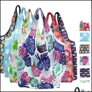 Stockage Housekee Organisation Home Gardenlarge-Capacity Floral Cloth Shop Bags Polyester Eco-Friendly Foldable Bag Hwb8364 Drop Delivery 2