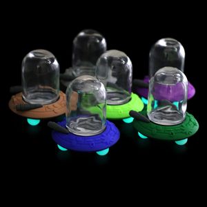 Opslagpotten Glazen pot UFO-vorm Siliconen deksel Wax Plastic deksel Containerflessen voor rook Dab Rig Organisatie Huishouden Keukengerei