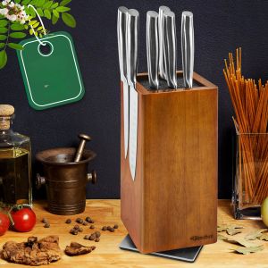 Opslag magnetische roterende houten meshouder 360 ° roteerbaar mesblok voor keukenmessen opslag met antiklipkussen houten messenbord