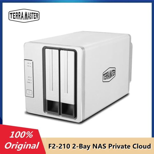 Storage Terramaster F2210 2Bay NAS Media Server Personal Nube privada Almacenamiento 1 GB RAM DDR4 Quad Core Network (sin disco)