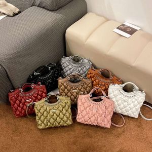 Tienda Exportación Diseñador Bolsas de hombro Bolsa de mano para mujer 2024 Nueva cadena Burbuja Rejilla Solo hombro Crossbody Cesta de verduras Tela de algodón