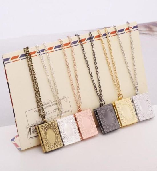 Livre d'histoire bricolage Message secret médaillon collier pendentif 6 couleurs cadeau Vintage pour les Couples amoureux chaînes personnalisées 1610143