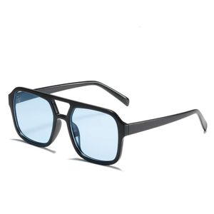 Story T313 Classic Retro Double Bridge Square Sunglasses Femme Men 2024 Brand Designer 90S Blue Ocean Lens Rectangle Sun Glasse