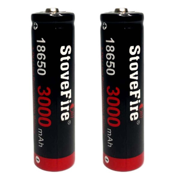 Stovefire Paquete de cargador de batería 18650, paquete de 2 baterías recargables de alta capacidad de 3000 mah, batería superior de botón recargable de 3,7 V, linterna LED, ventiladores de mano, juguete