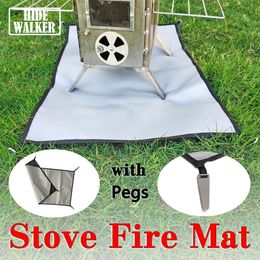 Estufas Camping Paño ignífugo BBQ Grill Mat Retardante de llama para tienda de campaña Fogata al aire libre Protector 231204