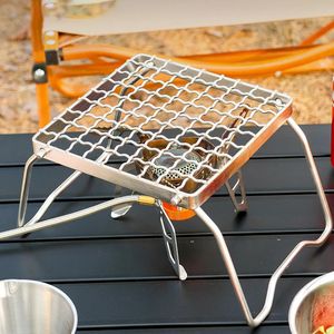 Poêles multifonctionnel pliant feu de camp Grill Portable en acier inoxydable Camping grille cuisinière à gaz support extérieur bois 231114