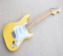 Stra Yellow Electric Guitar Basswood Body Maple Fan Groove Binger Hoofdsteun 22 FRETS5245571