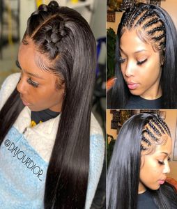 Rechte 13x4 Lace Front Human Hair Pruiken Braziliaanse Maagd Remy Haar voor zwarte vrouwen 360 Frontale Full HD transparante WIG4867970