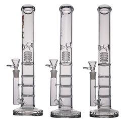 Rechte glazen waterpijp Bongs Op voorraad 3 Honeycomb Perc recycler met 18 mm joint Dry Herb Rookwaterpijpen