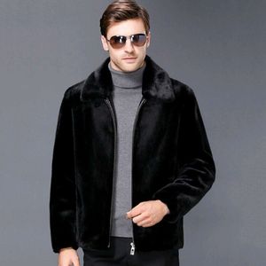 Manteau droit en fausse fourrure pour hommes, veste en coton décontractée à capuche entière en vison, vêtements 0B9Z, automne et hiver