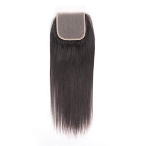 Straight body wave silky top lace closure 4x4 swiss transparent lace preplucked single knotted