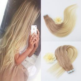 Rechte Braziliaanse Haarlint in Hair Extentions 100 procent Menselijk Haar Ombre Kleur 18 # 613 Voor Groothandel