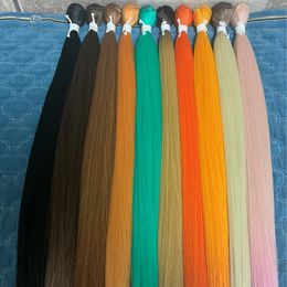Faisceaux droits synthétiques avec trame cheveux colorés 30 pouces pour les femmes tissant complet à En 240110