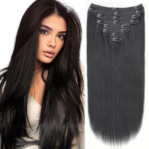 Clip raide dans les cheveux par ensemble avec 120 g double trame brésilienne Vierge 100% Human Natural Black Couleur pour les femmes 240419