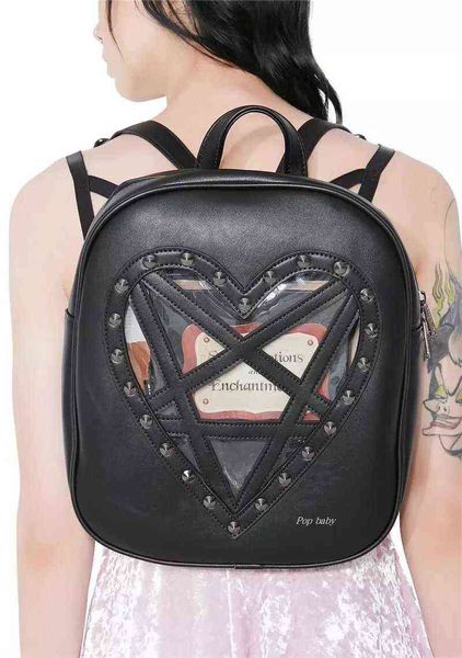 Dark Dark Department Yuansufeng Bag féminin Love Rivet Backpack Trend Leisure Pu College Backpack 220617