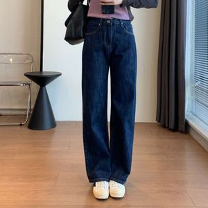 Denim droit primaire coton foncé flipplip haute taille show slim raight jambe jeans womens automne