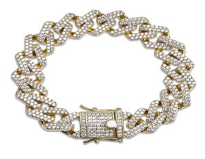 Bracelet à chaîne de liaison cubaine vers le bord Cuban Tennis Gol Silver Iced Out Cumbic Zirconia Hiphop Men Jewelry279Z2075820