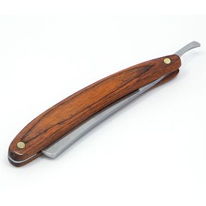 Navaja de afeitar de borde recto, cuchillo de afeitar plegable de acero con mango de madera, barba de peluquero, nuevo