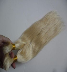 Cheveux européens raides en vrac blonds en vrac 100 cheveux bruts naturels 200g cheveux tressés humains en vrac 2PCS2369123