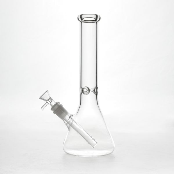 Bong en verre droit transparent épais verre à fumer bécher percolateur bangs disque fristé shisha tabac dab Rig tuyaux clair 10 pouces narguilé cadeau de conduite d'eau