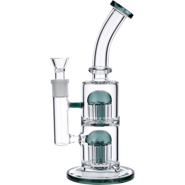 Gerade Glasbong mit Double Tree Perc Colorful Dab Rigs Shisha 18,8 mm weibliche Rauchpfeifen