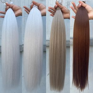 Rechte haarbundels Haakvlechten Haar Synthetisch vlechten Haar Ombre Bruin Soft Haak Haarextensies 240506