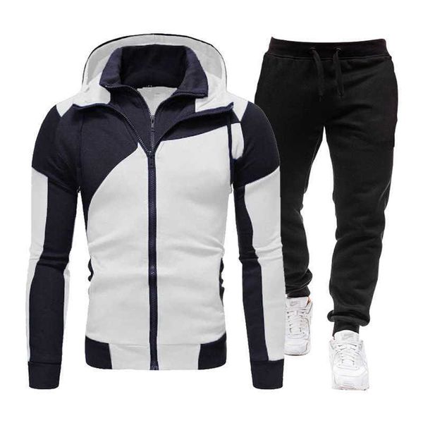 Cheveux raides manteau décontracté à manches longues costume de sport tendance deux pièces vêtements pour hommes