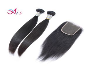 Tissages de cheveux raides avec fermeture 2 paquets avec 44 fermetures en dentelle Extensions de tissage de cheveux humains vierges péruviens brésiliens6240300