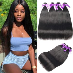 Bundles de cheveux humains droits Remy 9A Tissage de cheveux humains brésiliens Livraison gratuite 100% Extensions de cheveux humains non transformés