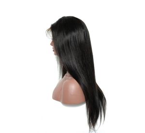 Perruque frontale en dentelle de cheveux humains raides avec des cheveux de bébé pré-épilés brésiliens 100 perruques de cheveux humains pour les femmes noires couleur noir naturel2485762