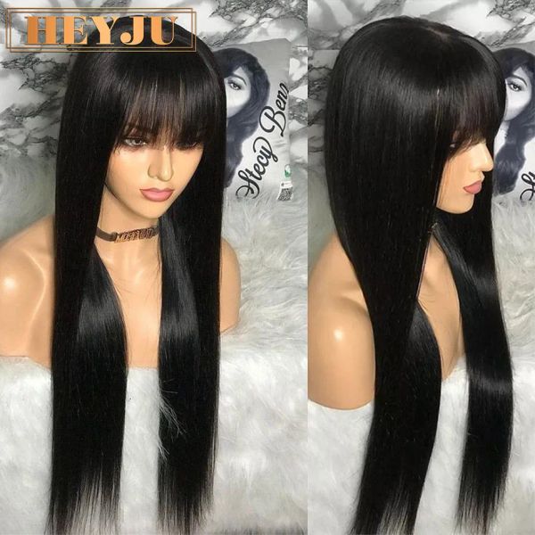 Perruque à cheveux humain raide avec frange des perruques brésiliennes en vente wig frange pas cher 30 pouces Machine complète Machine faite pour femmes Bob Bob Wig