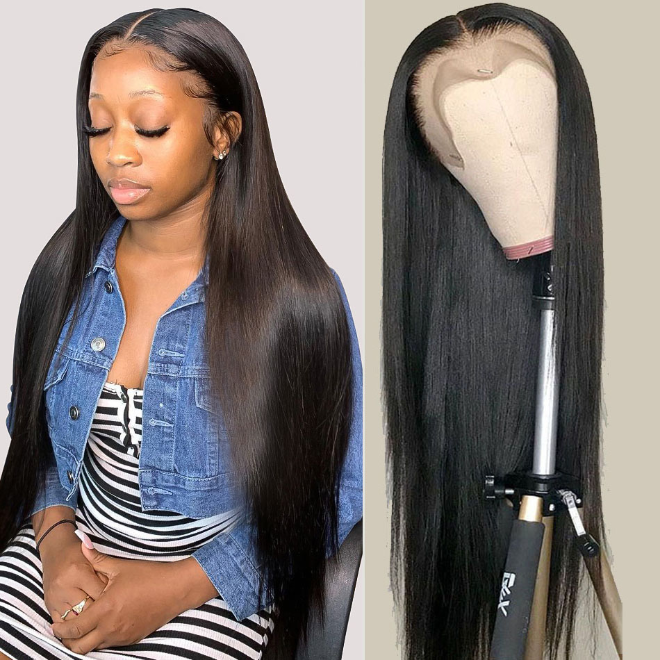 Straight Human Hair Wigs 5x5 Lace Closure Wig with Baby Hair Brazilian Pre-Plucked 13x4 Lace Front Human Hair Wig