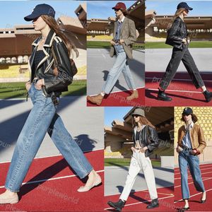 Rechte jeans met hoge taille, losse mode, slanke negenpuntsbroek, dames, 4 kleurenstijl