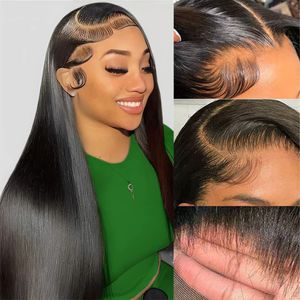 Perruques de lacet droite perruque en dentelle HD 13x4 Perruques à cheveux humains pour femmes noires pré-cueillies brésilienes de 40 pouces en dentelle synthétique perruque frontale