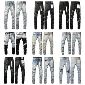 Rechte pijpen voor heren Designer Heren Designer Hiphop Mode Herenbroek Jeans Topkwaliteit paarse jeans Motorfiets coole denim broek