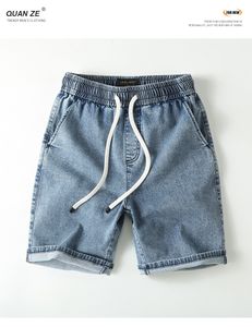Jeans à jambe droite pour les shorts décontractés en coton coupés d'été pour hommes avec un short élastique lâche